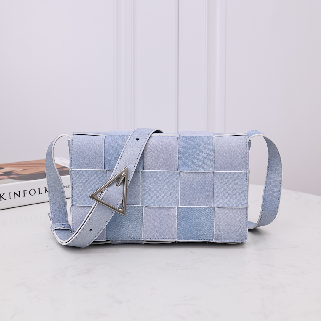 Denim Pattern Woven Sheepskin Lining Crossbody Bag
