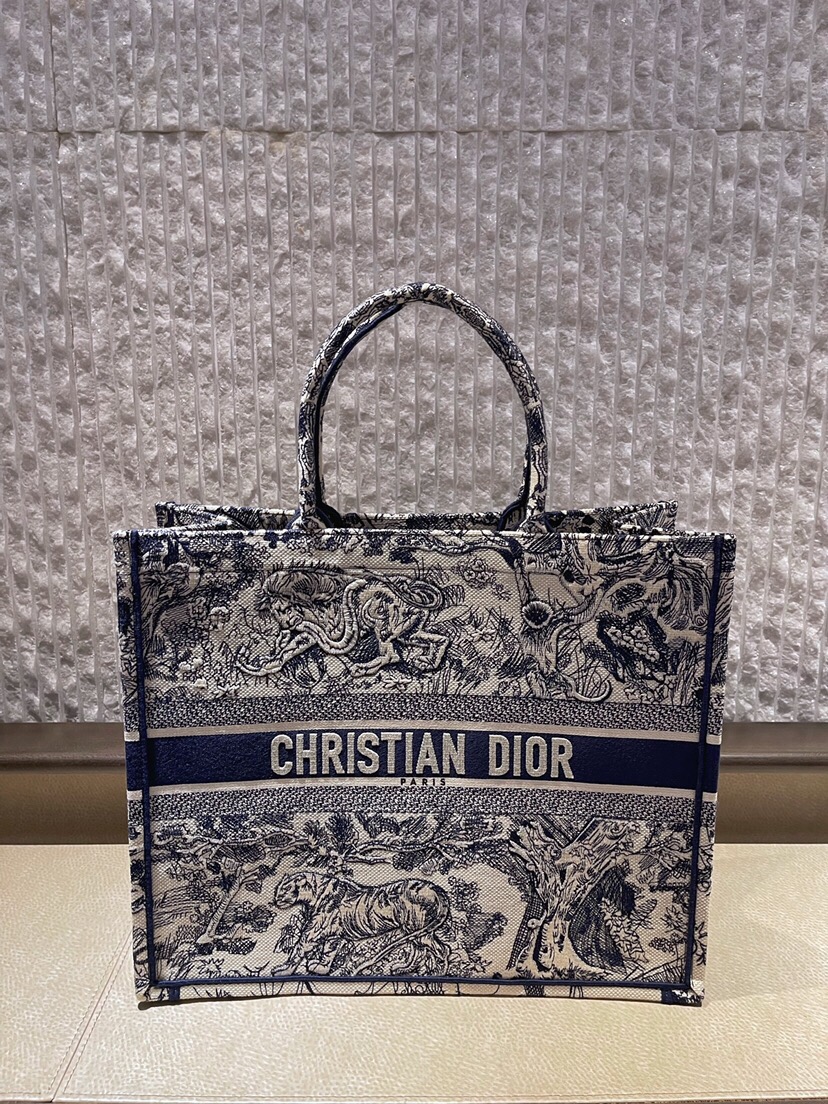 Dior Book Tote Handbags Tote Bags Blue Embroidery