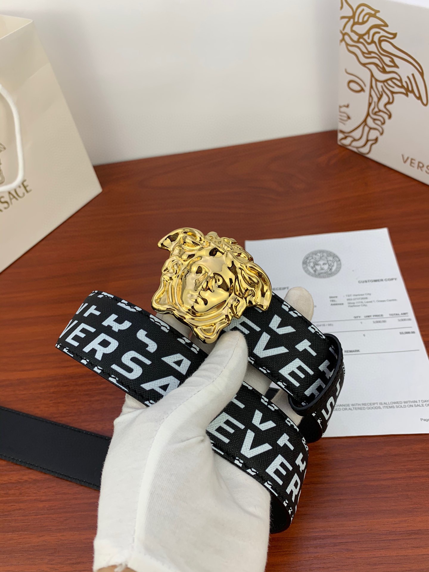 宽度3.8cm VERSACE（范思哲）爆款十字纹印花搭配经典人头