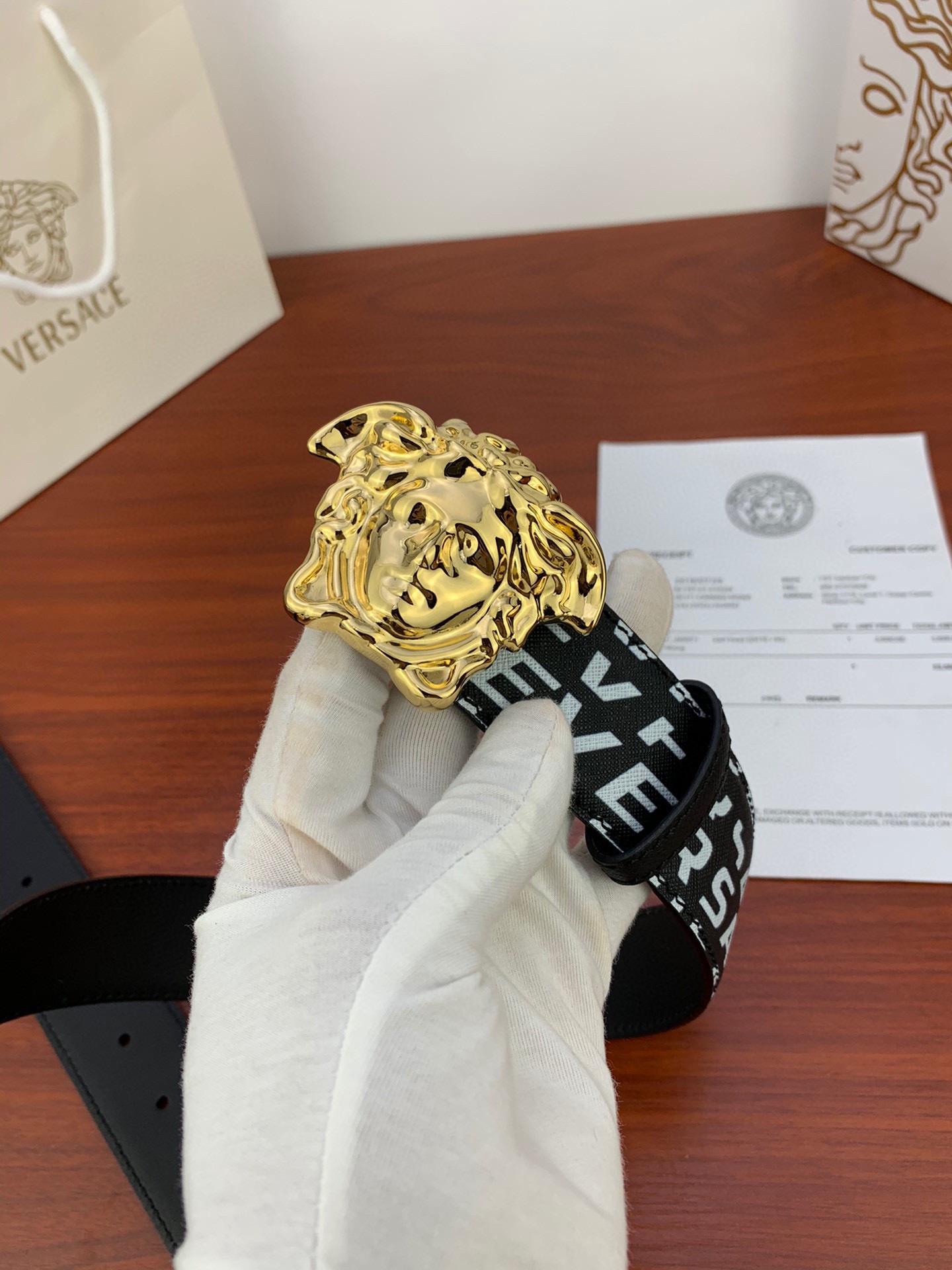 宽度3.8cm VERSACE（范思哲）爆款十字纹印花搭配经典人头