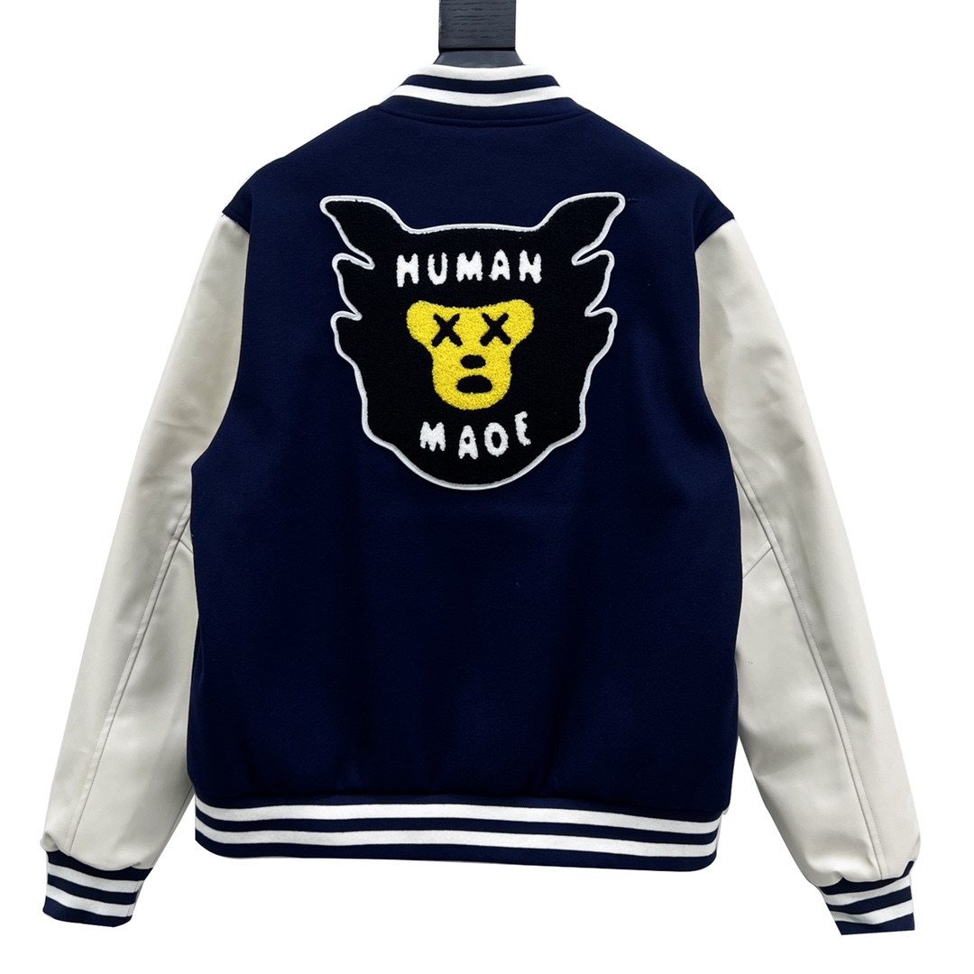 Human Made 22Fw 拼接皮袖棒球棉服