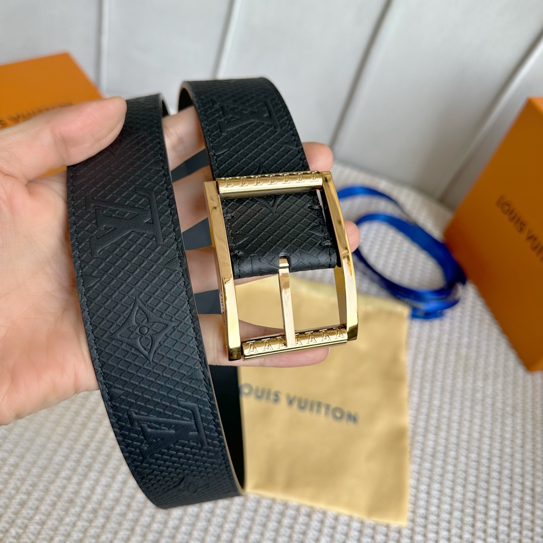 Practical And Versatile Replica Designer
 Louis Vuitton Belts Black Men Calfskin Cowhide