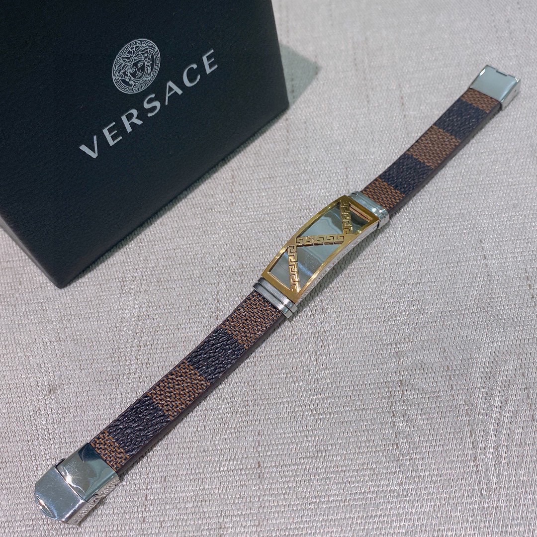 Versace Jewelry Bracelet Set With Diamonds Cowhide