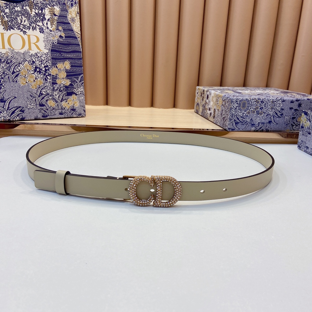 迪奥新品20毫米黑色光滑牛皮革和白色