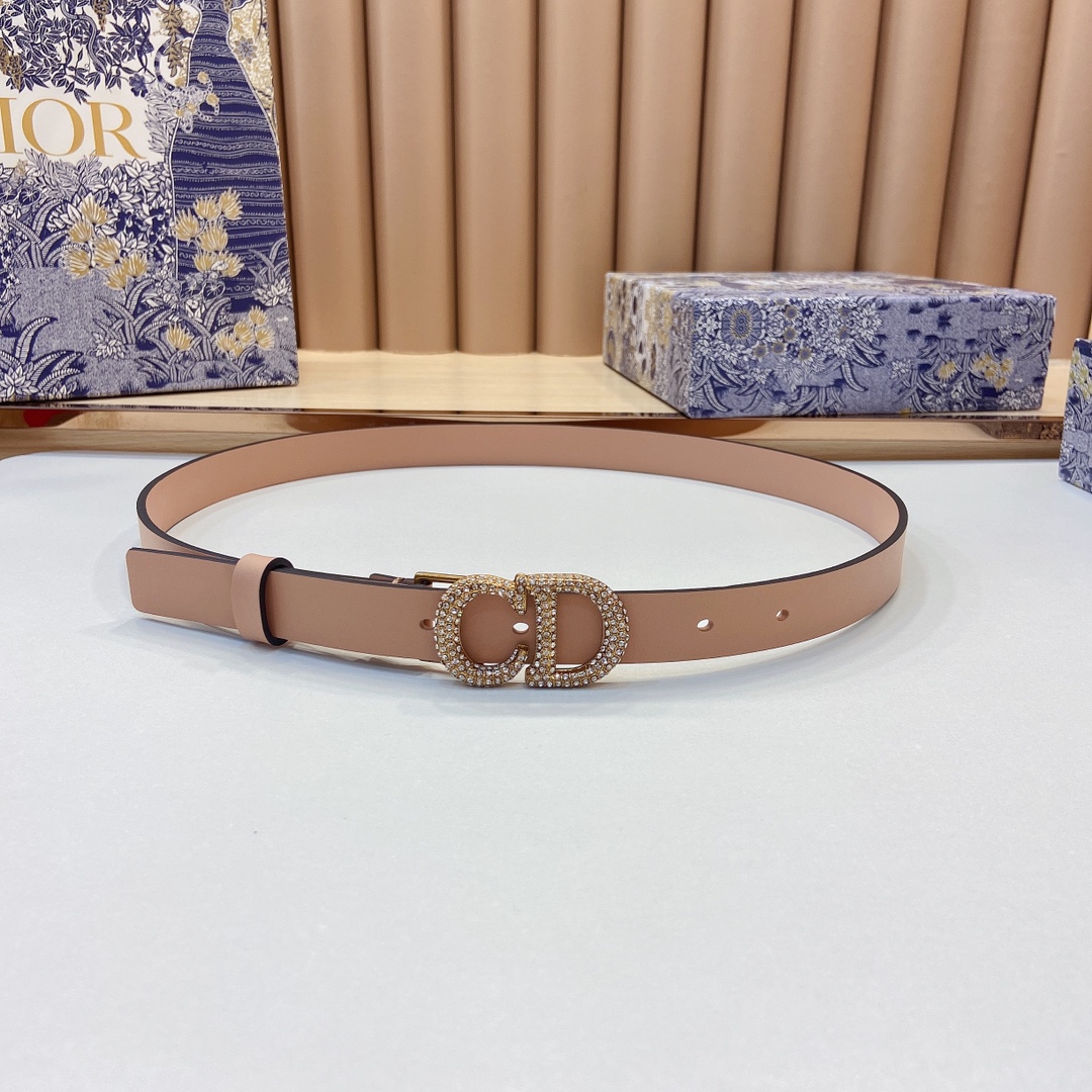 迪奥新品20毫米黑色光滑牛皮革和白色