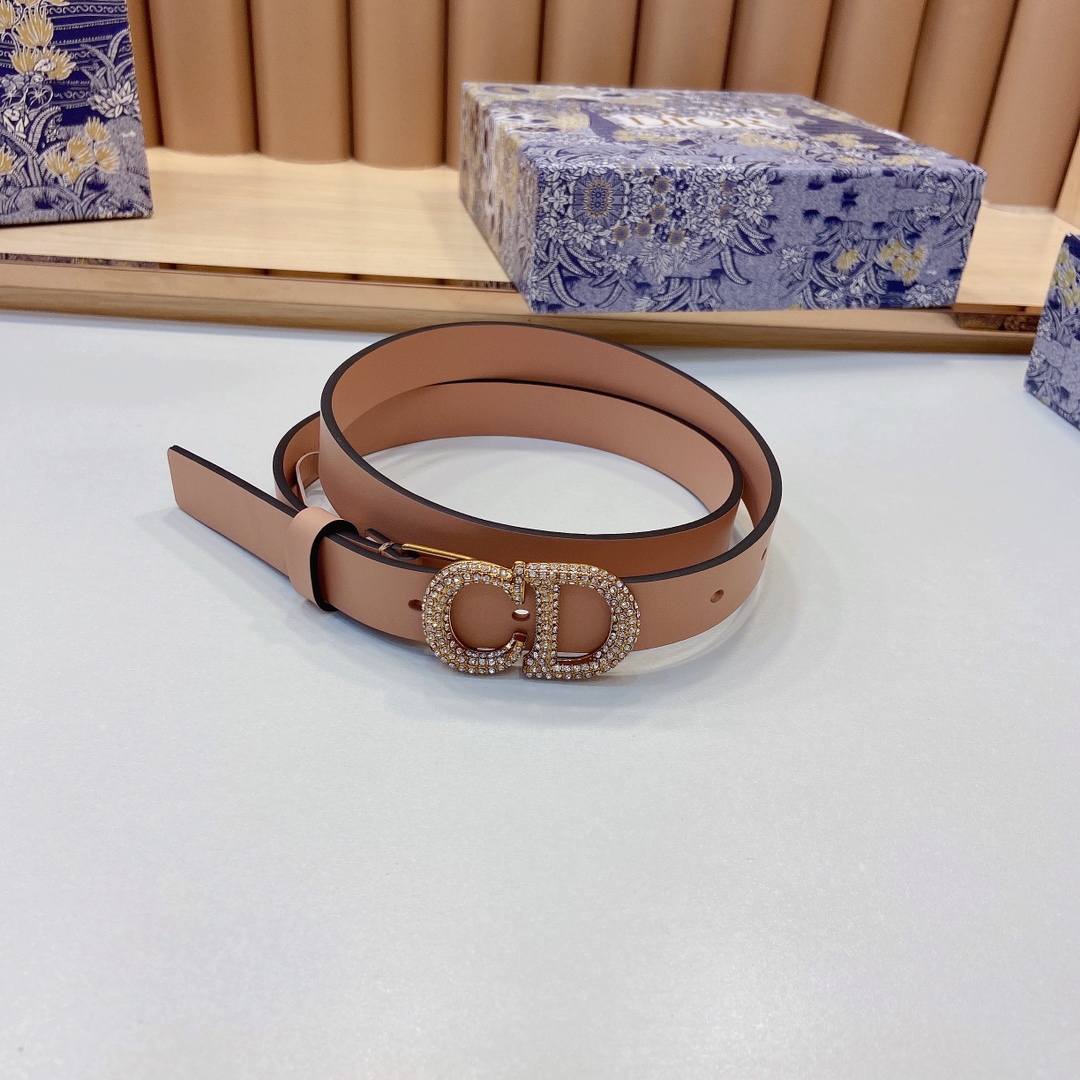 迪奥新品20毫米黑色光滑牛皮革和白色