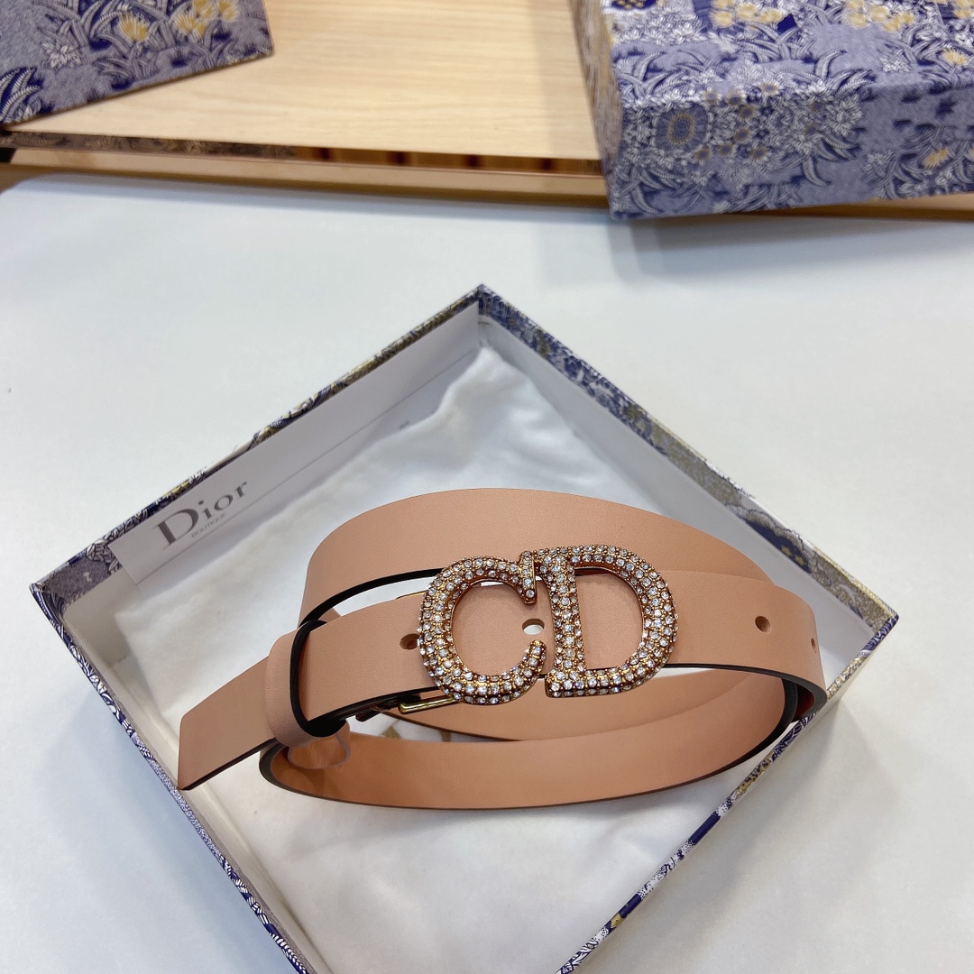 迪奥新品20毫米黑色光滑牛皮革和白色