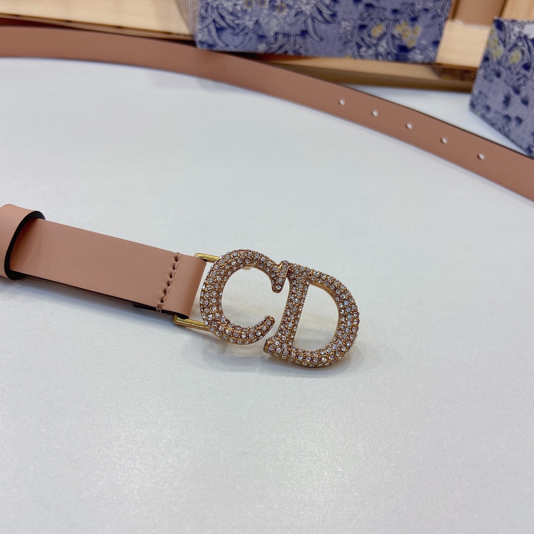 迪奥新品20毫米黑色光滑牛皮革和白色