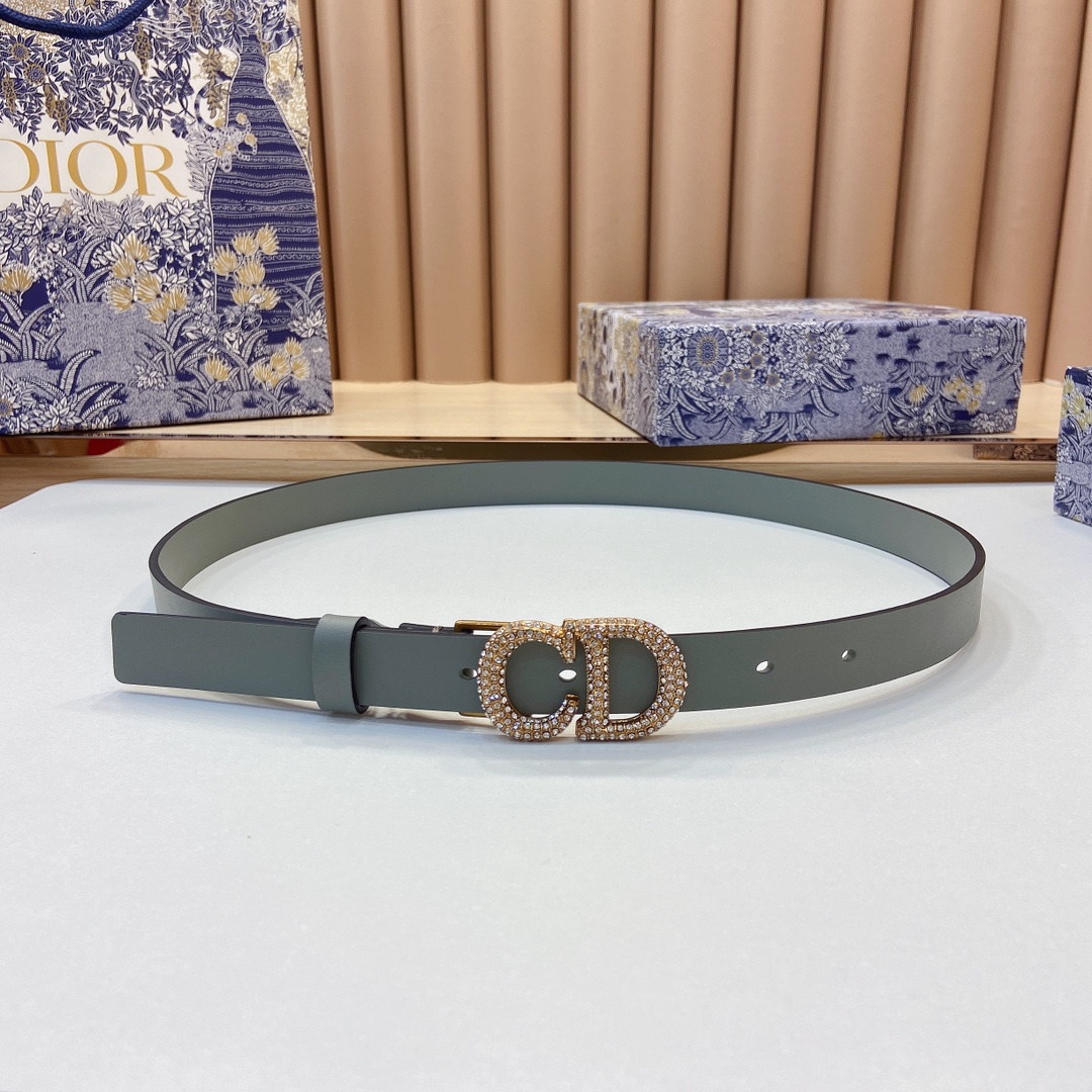 迪奥新品20毫米黑色光滑牛皮革和白色