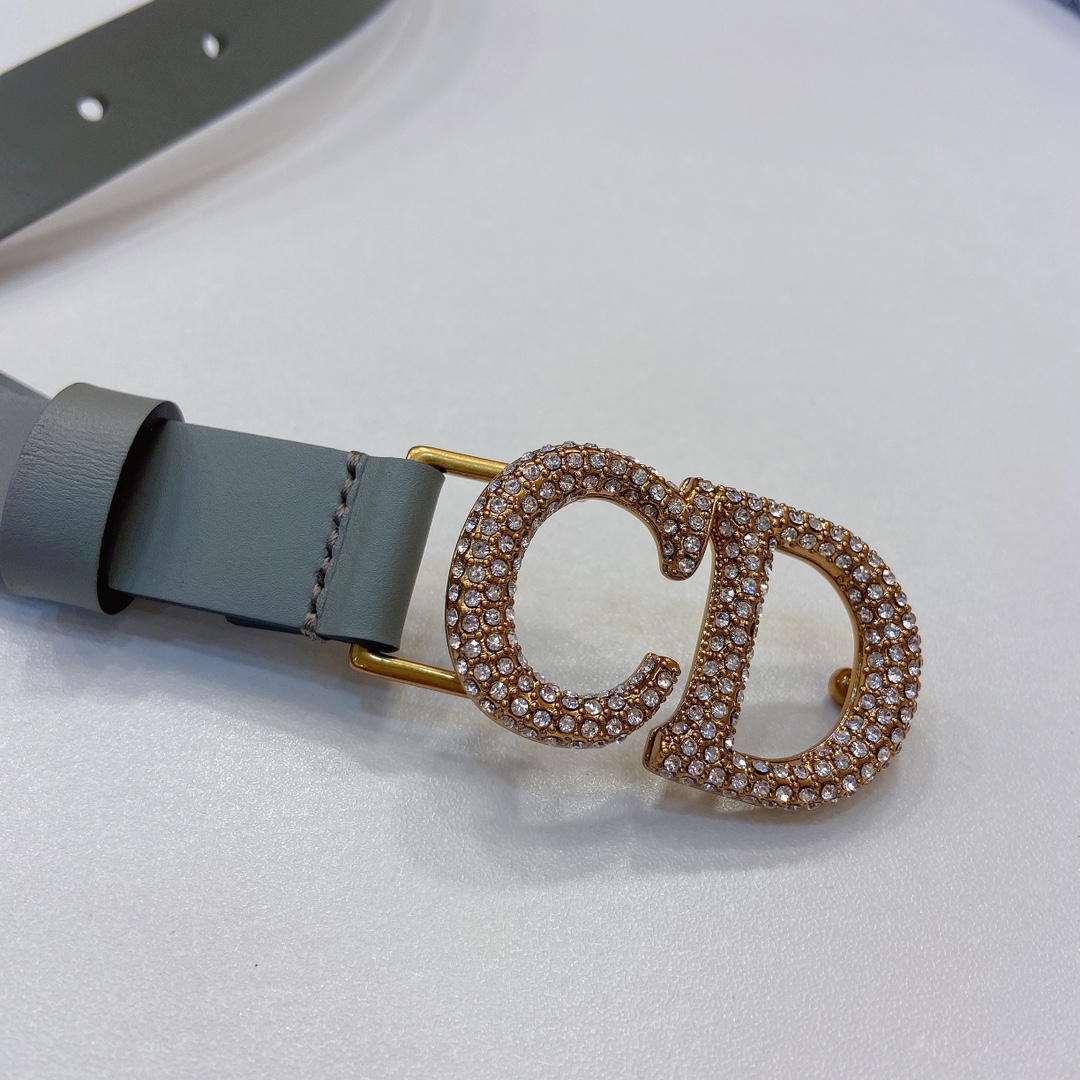 迪奥新品20毫米黑色光滑牛皮革和白色