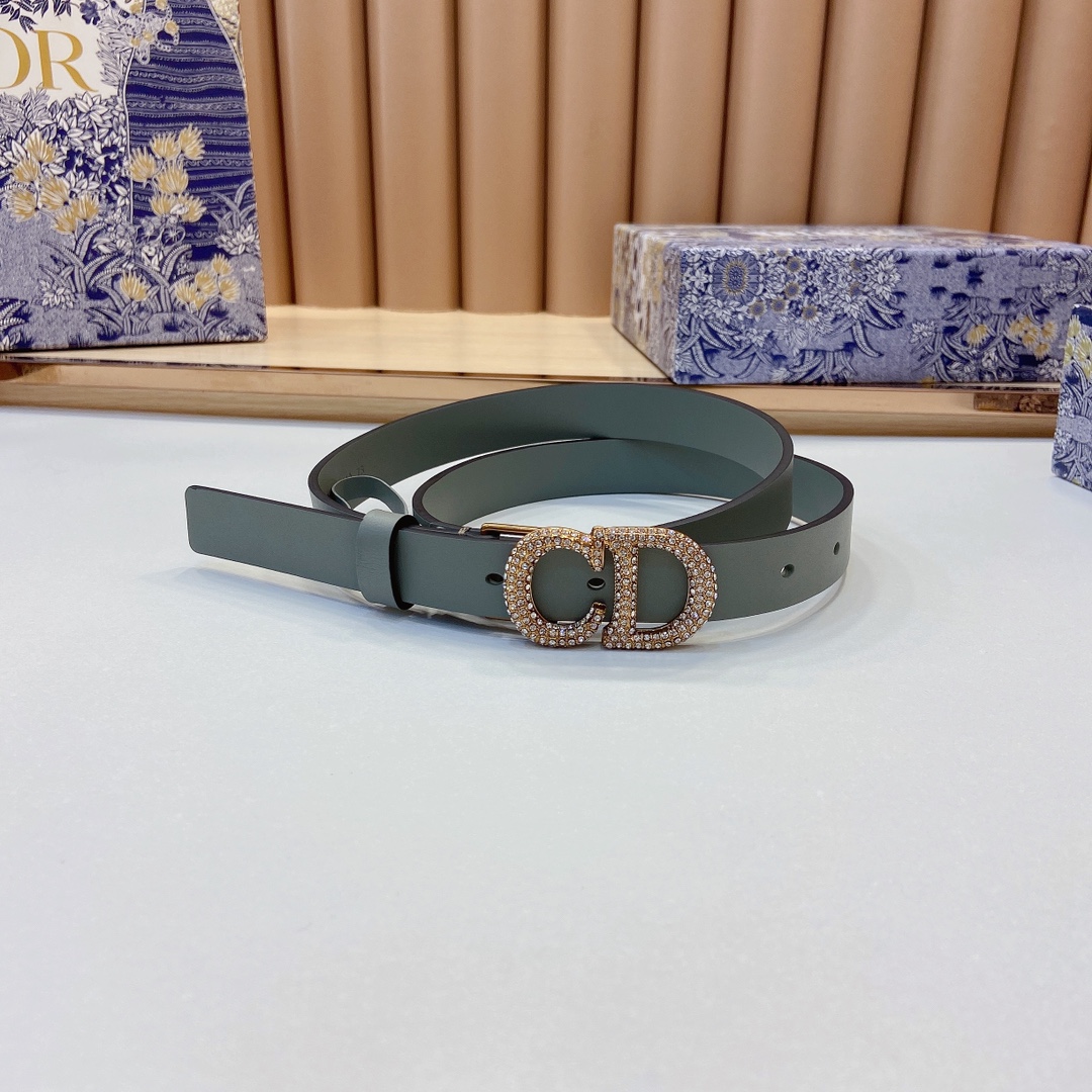 迪奥新品20毫米黑色光滑牛皮革和白色