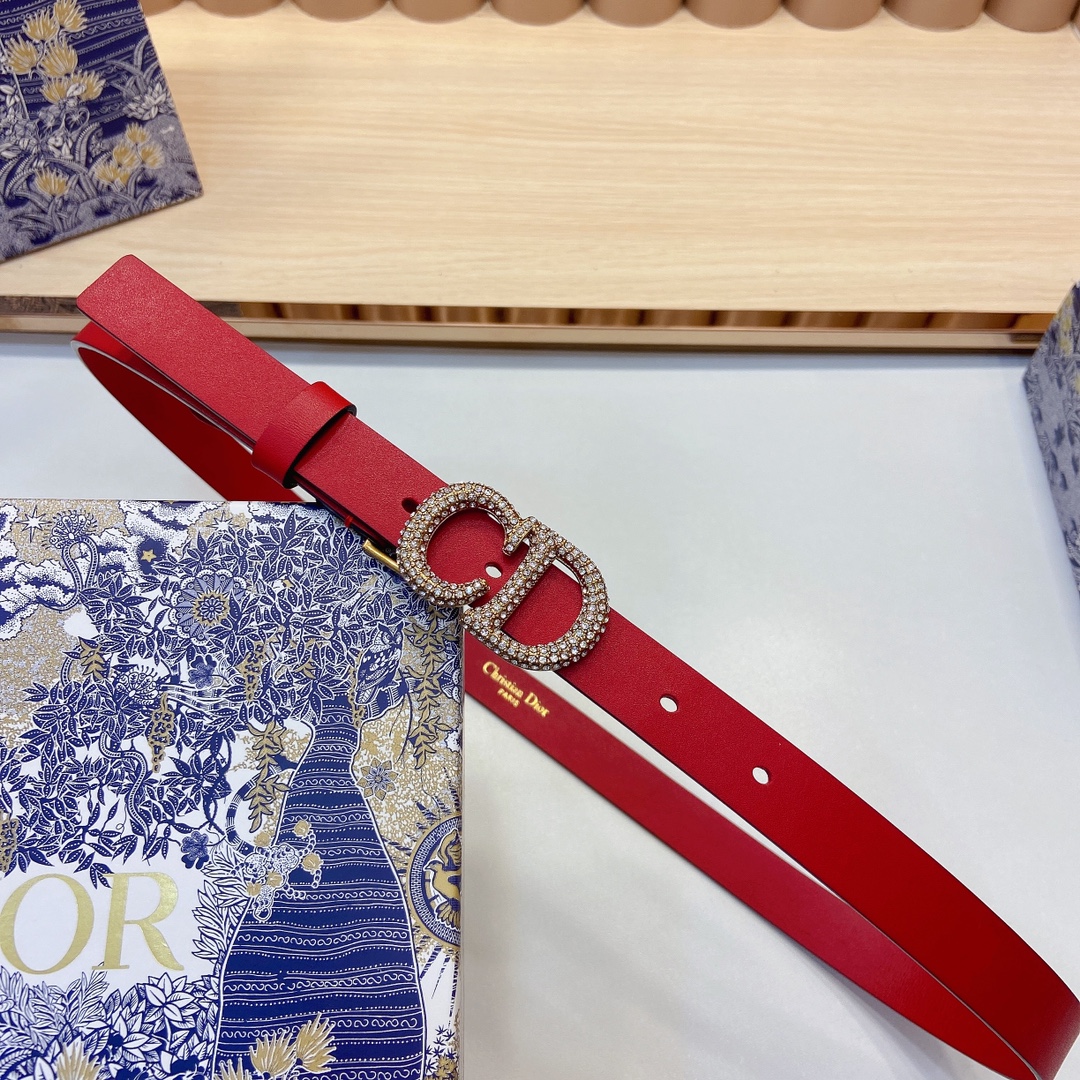 迪奥新品20毫米黑色光滑牛皮革和白色
