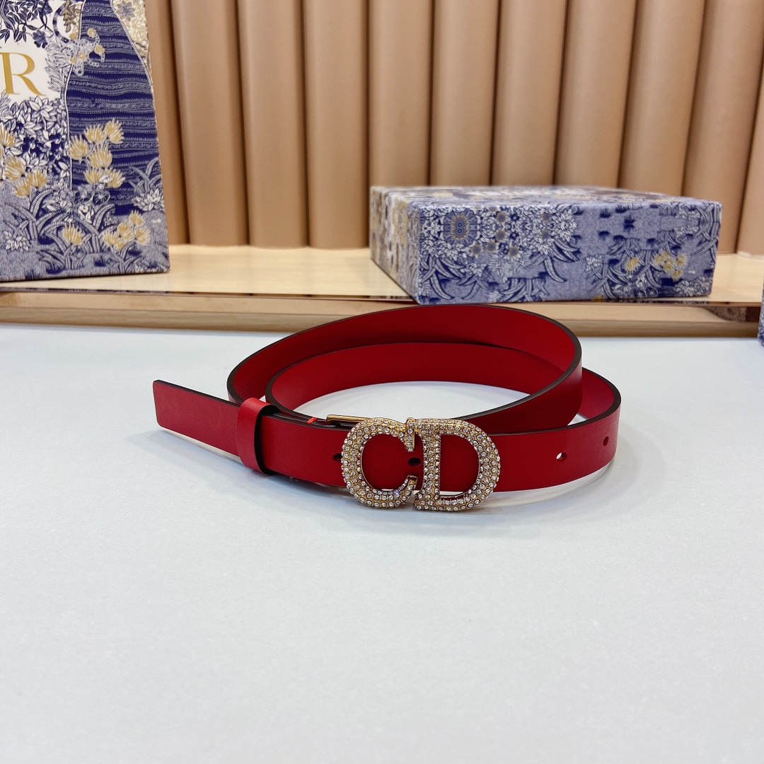迪奥新品20毫米黑色光滑牛皮革和白色