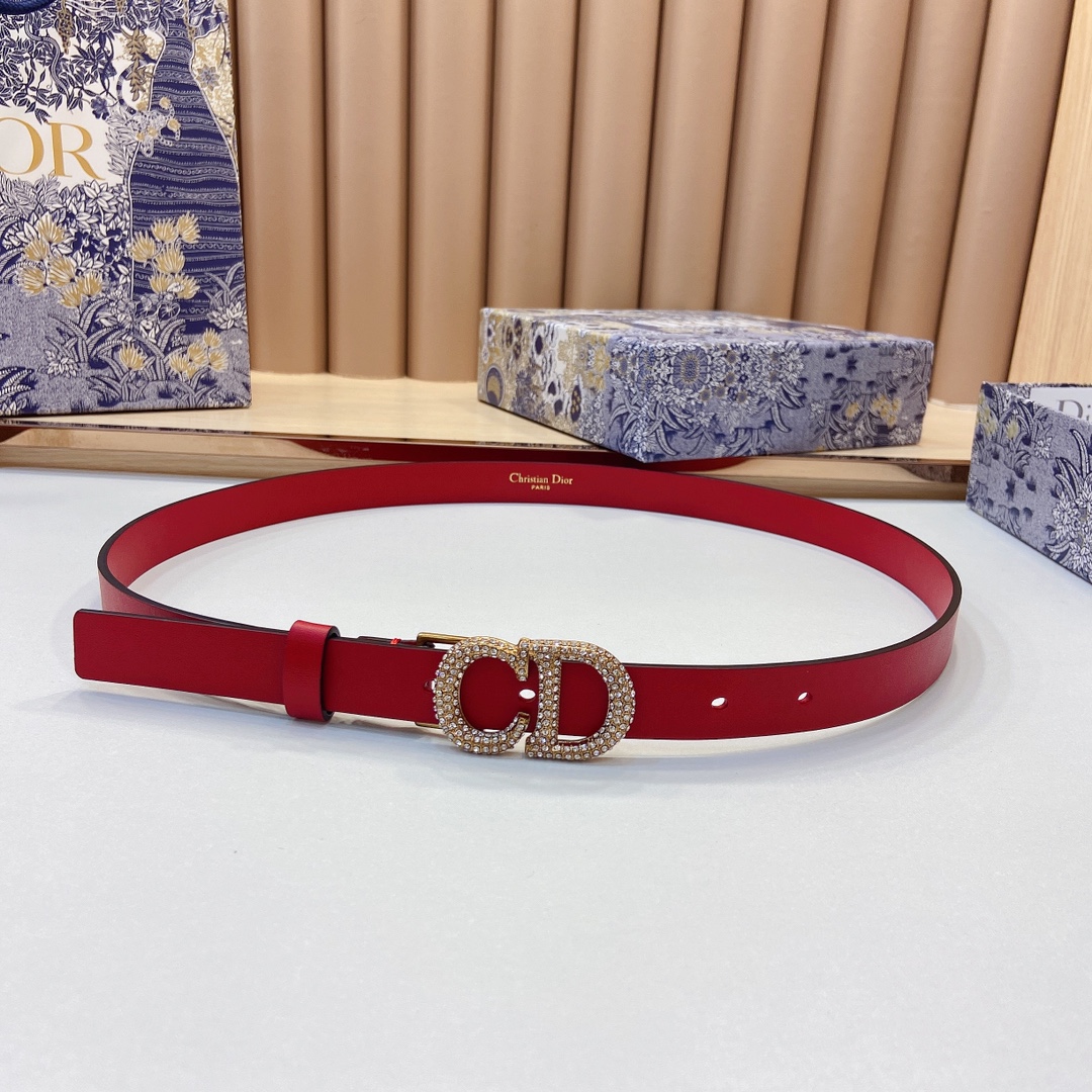 迪奥新品20毫米黑色光滑牛皮革和白色