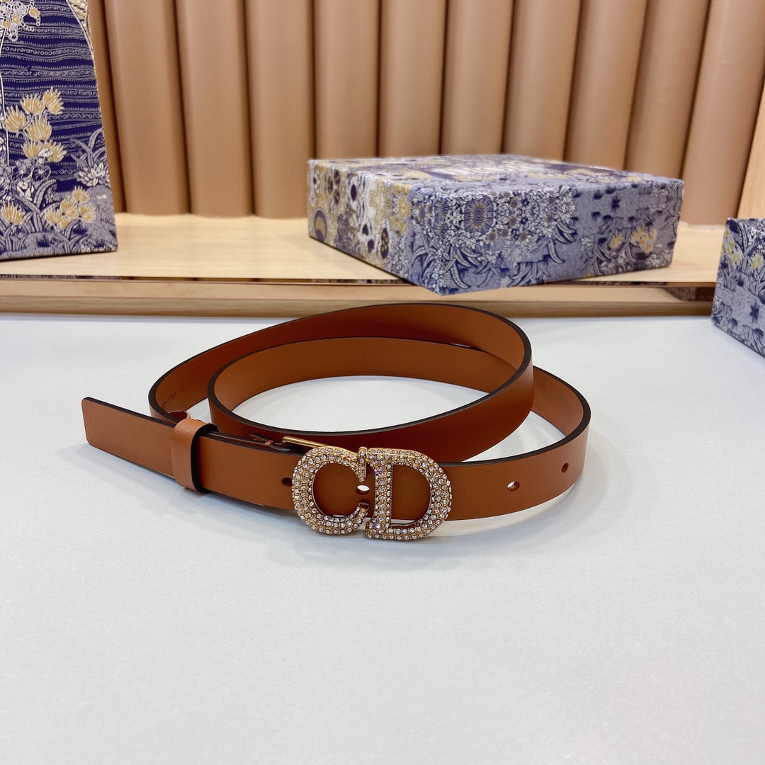 迪奥新品20毫米黑色光滑牛皮革和白色