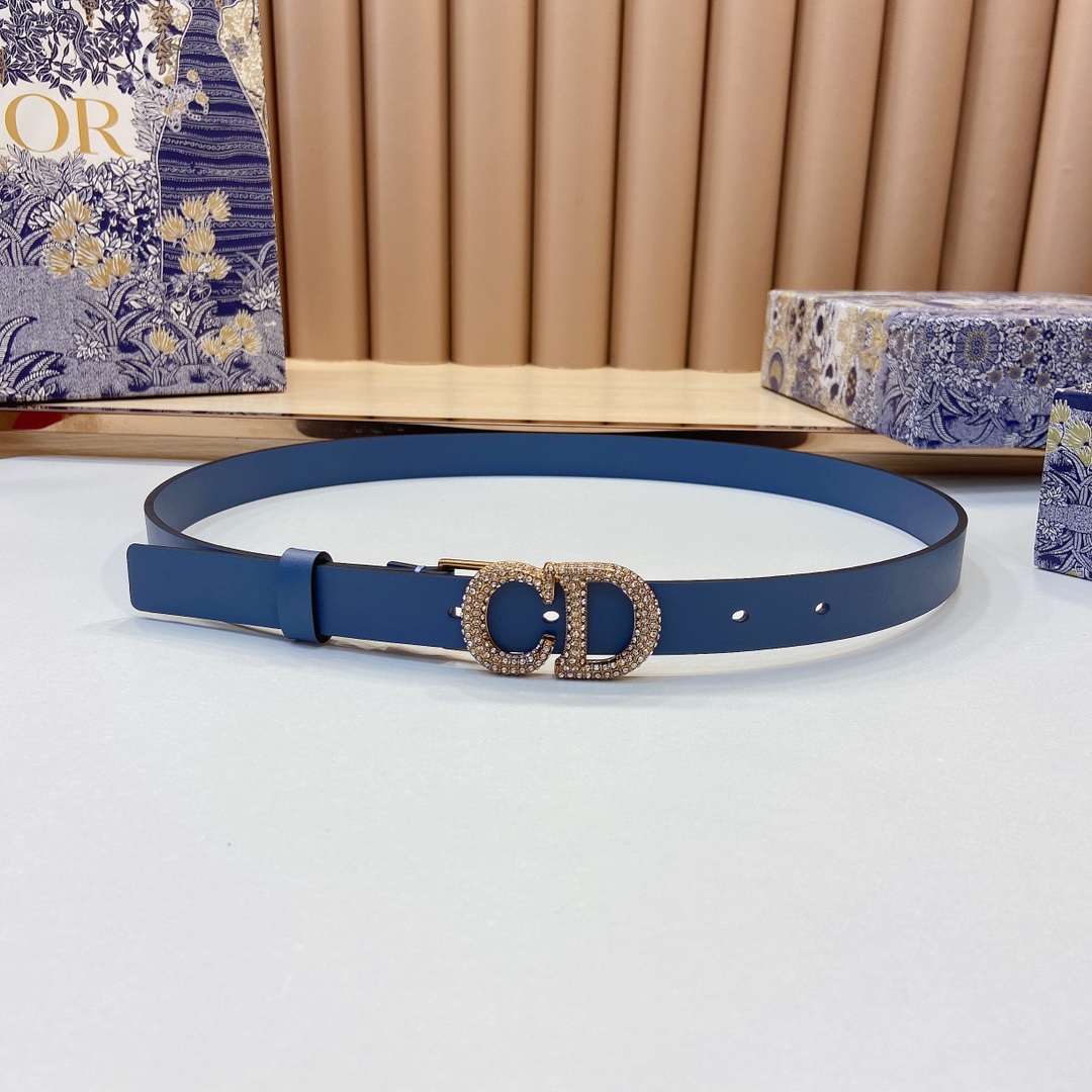 迪奥新品20毫米黑色光滑牛皮革和白色