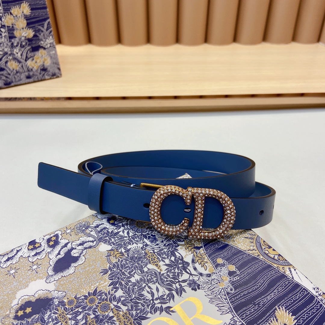 迪奥新品20毫米黑色光滑牛皮革和白色
