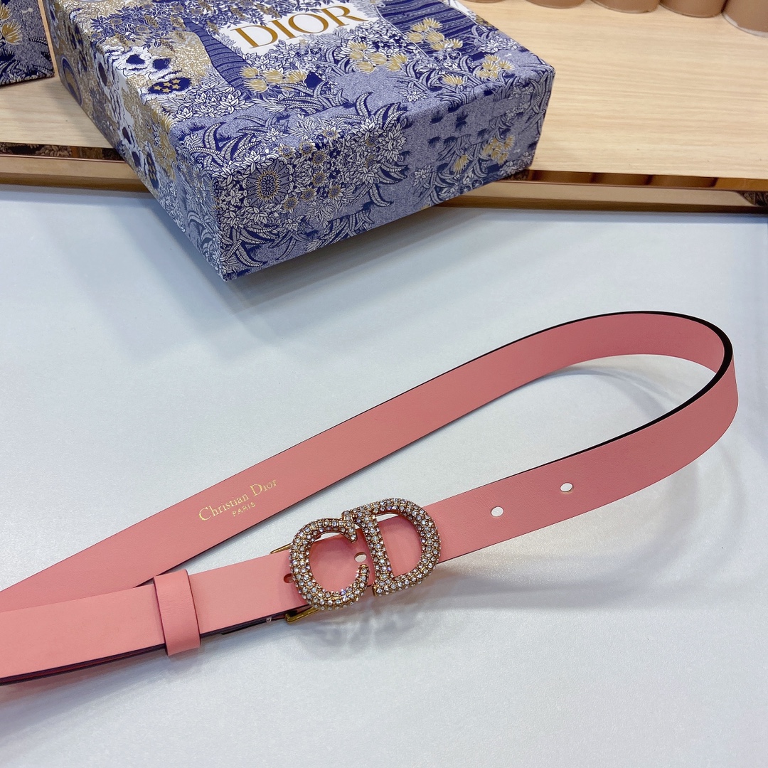 迪奥新品20毫米黑色光滑牛皮革和白色