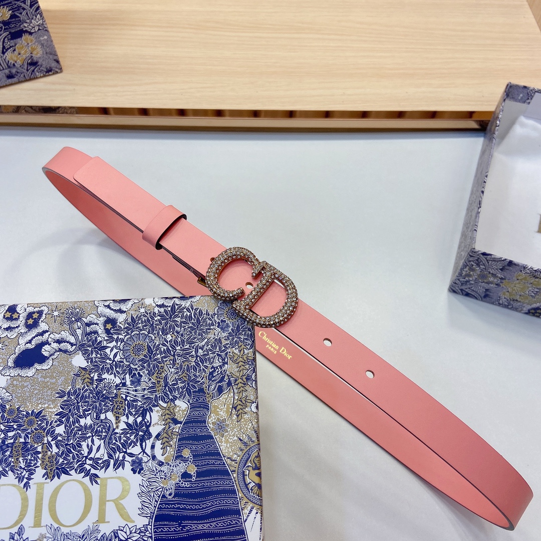 迪奥新品20毫米黑色光滑牛皮革和白色