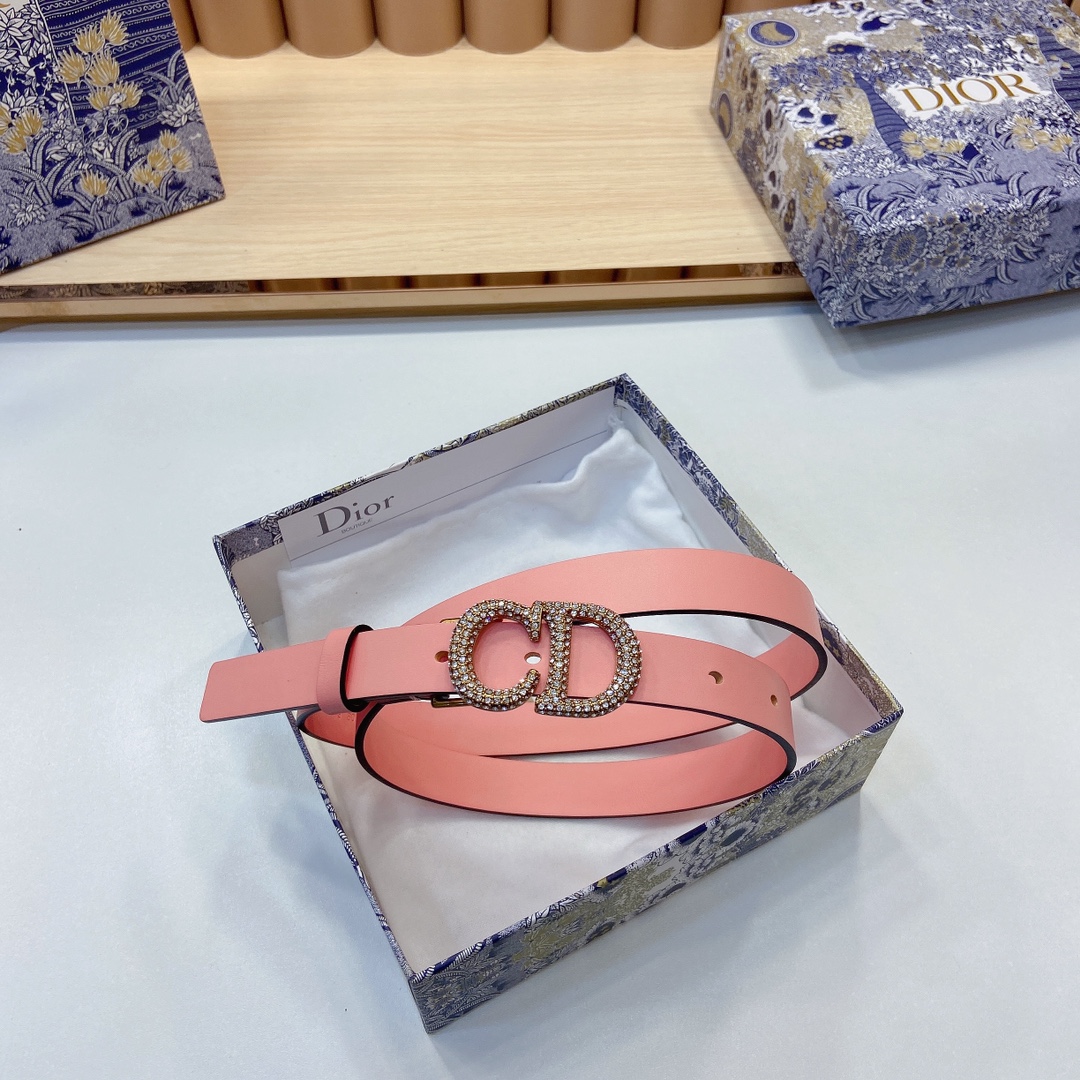 迪奥新品20毫米黑色光滑牛皮革和白色
