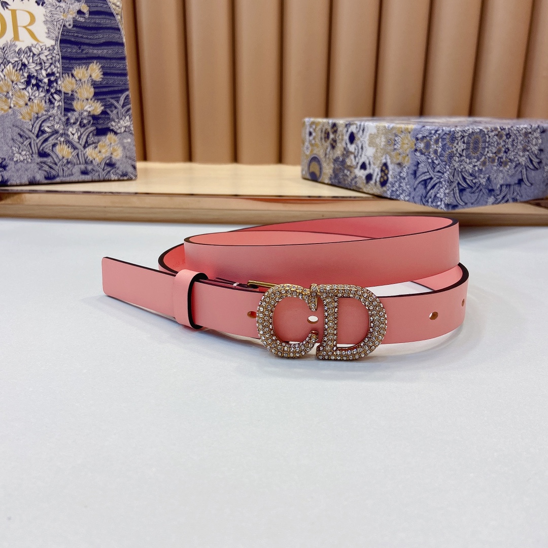 迪奥新品20毫米黑色光滑牛皮革和白色