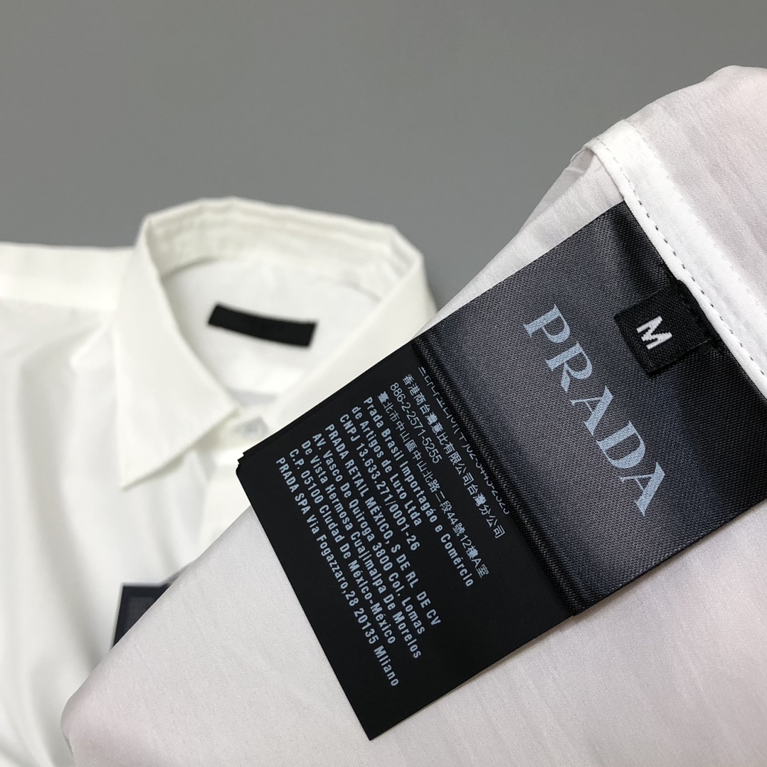 PRADA 2023早春新款 植绒字母长袖衬衫