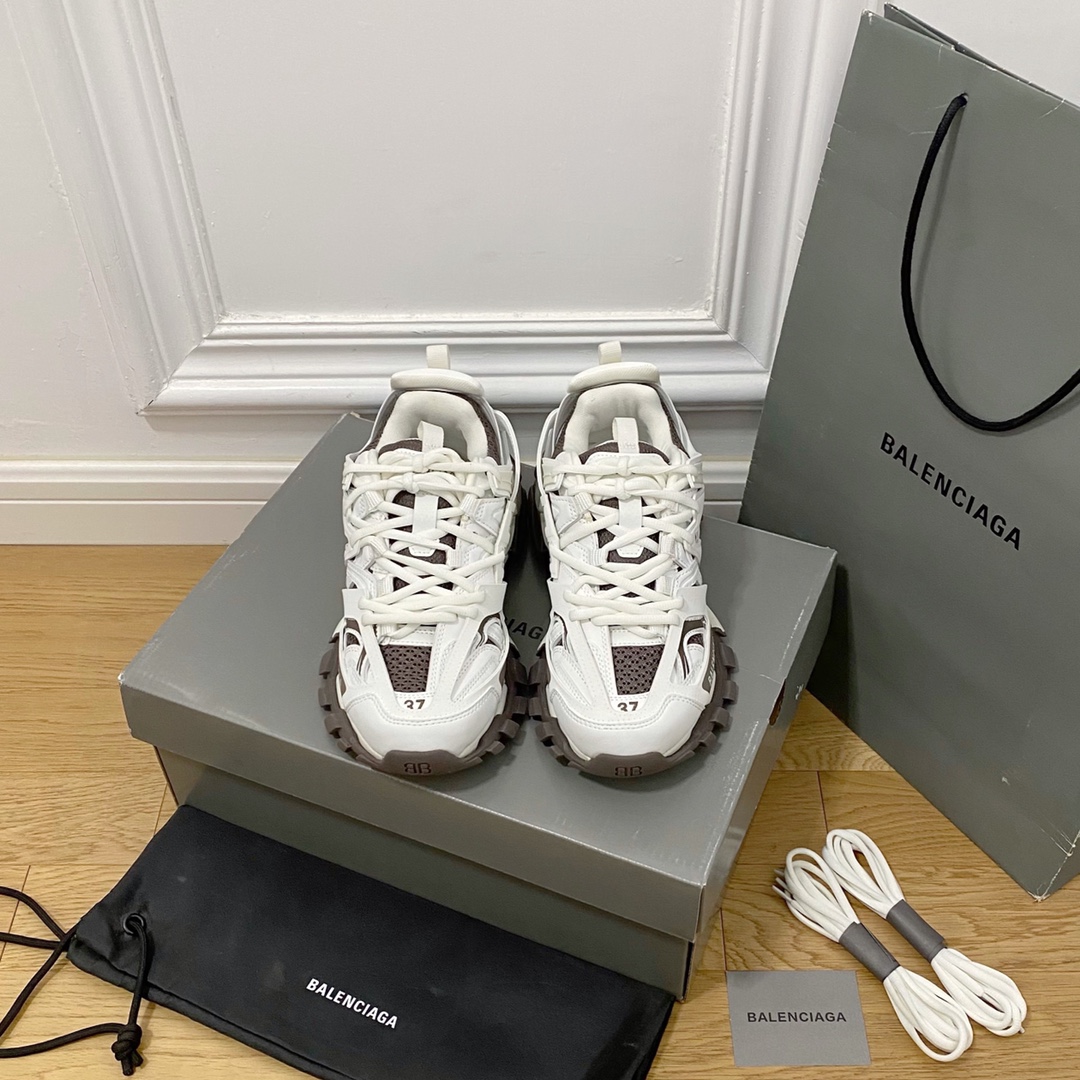 Blanco marrón Balenciaga · Balenciaga 2022ss nuevo nuevo color Track 3.0 zapatos para papá de tercera generación zapato…