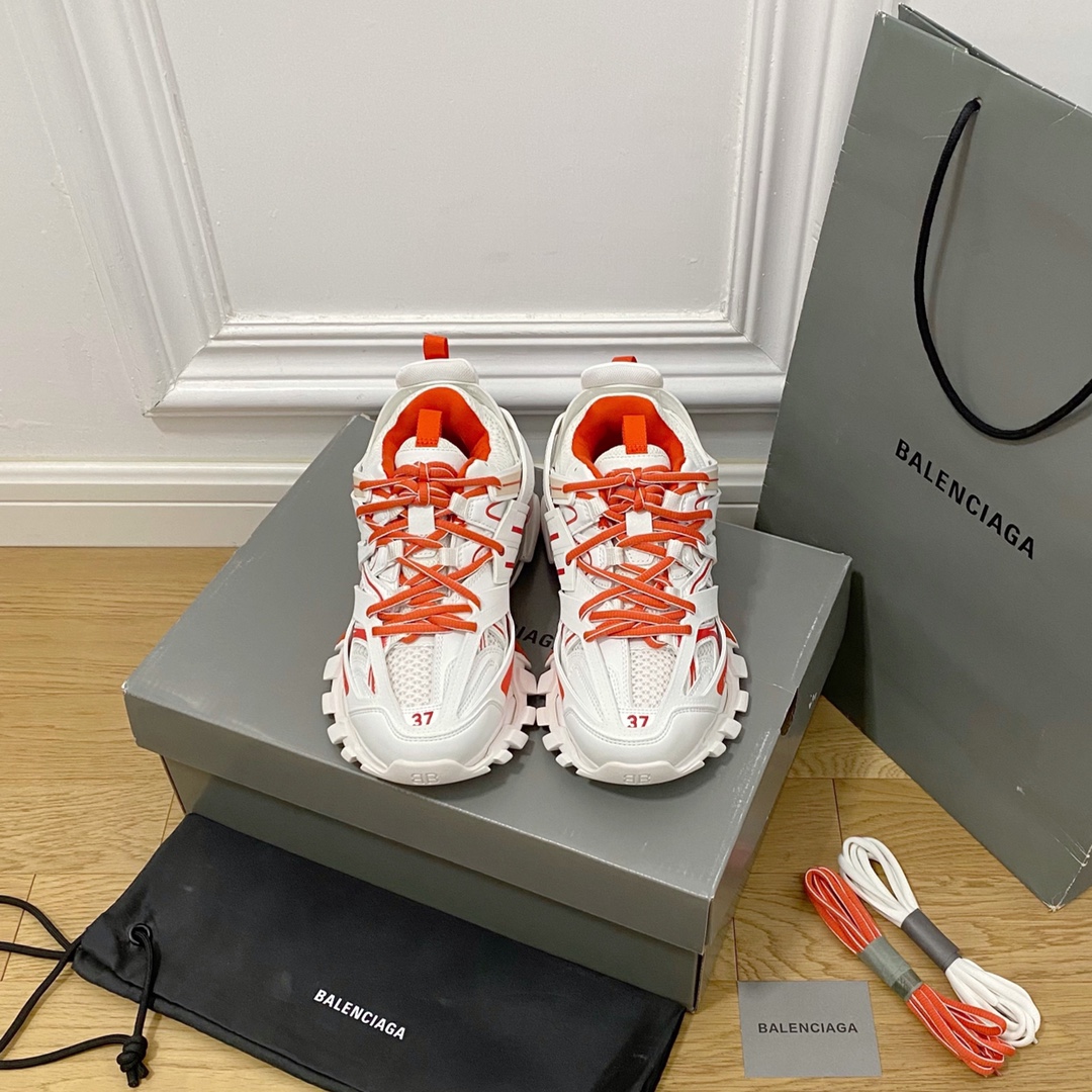 Balenciaga blanco y naranja · Balenciaga 2022ss nuevo nuevo color Track 3.0 zapatos para papá de tercera generación, za…