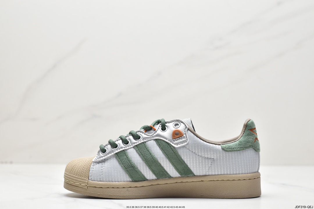 Adidas clover Originals Superstar ”Sail/Green/Lace” shell head shoes HP2361