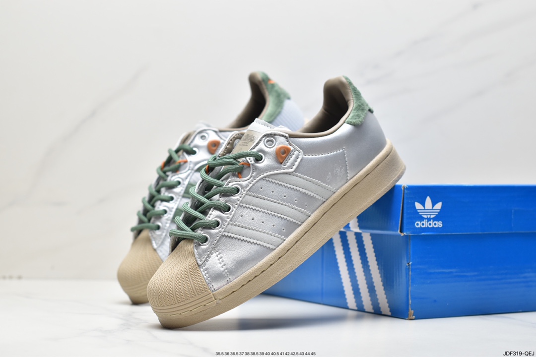 Adidas clover Originals Superstar ”Sail/Green/Lace” shell head shoes HP2361