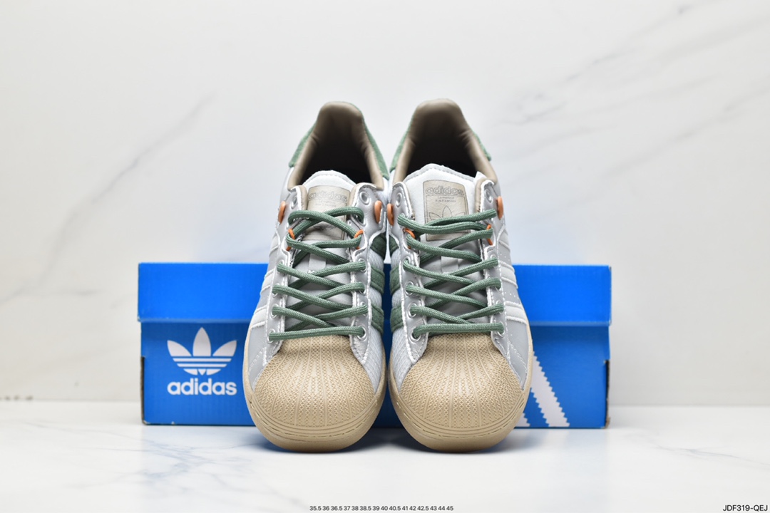 Adidas clover Originals Superstar ”Sail/Green/Lace” shell head shoes HP2361