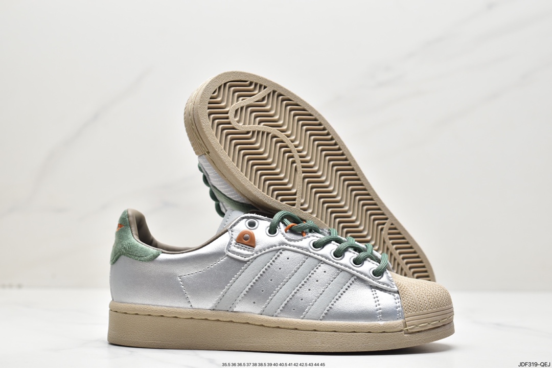 Adidas clover Originals Superstar ”Sail/Green/Lace” shell head shoes HP2361