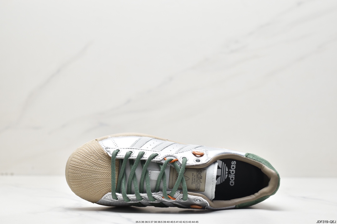 Adidas clover Originals Superstar ”Sail/Green/Lace” shell head shoes HP2361