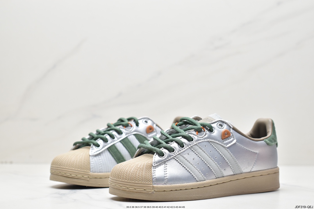 Adidas clover Originals Superstar ”Sail/Green/Lace” shell head shoes HP2361