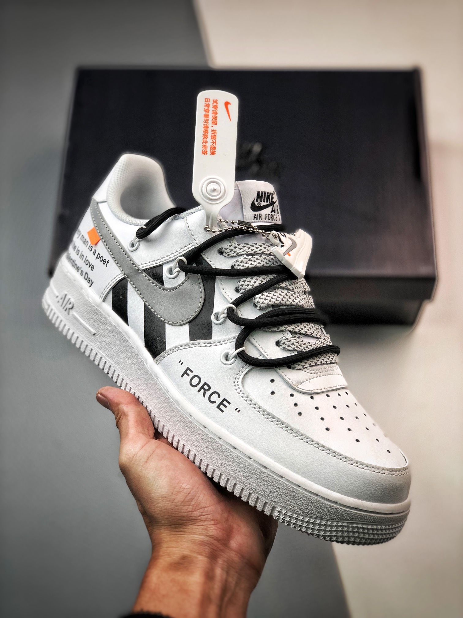 240 Air Force 1 '07 Low 白黑斑马线绑绳 CV1724-115
