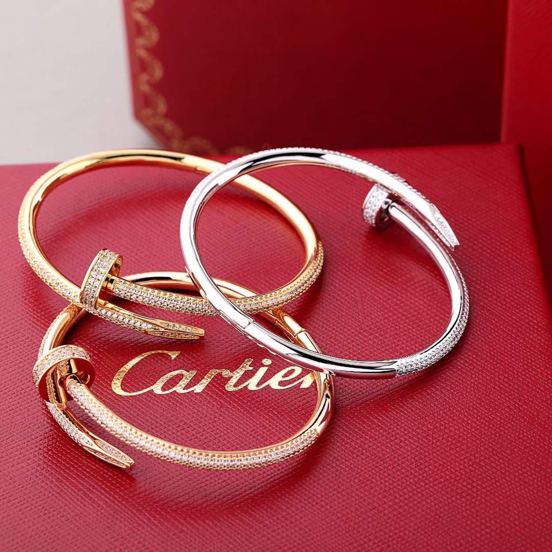 Cartier Cartier 款满钻钉子手镯 银色/玫瑰金/黄金