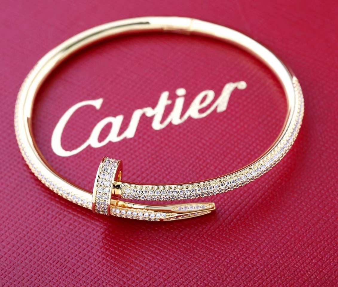 Cartier Cartier 款满钻钉子手镯 银色/玫瑰金/黄金