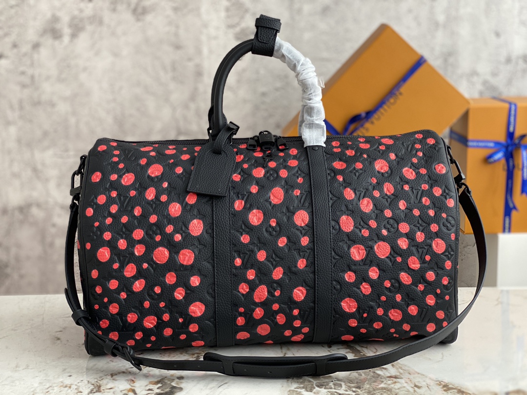 Top-Tier Original Quality] M21674 Black Embossed Full-Leather Travel Bag - Bag