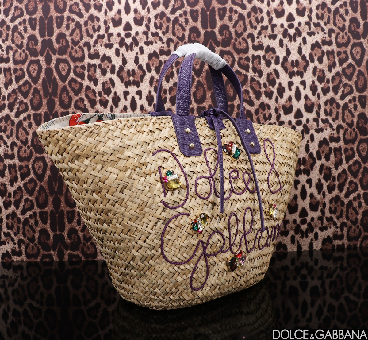 Dolce&Gabbana Kendra Woven Raffia Tote Bag with Embellishments 3 a1672506762857 7163