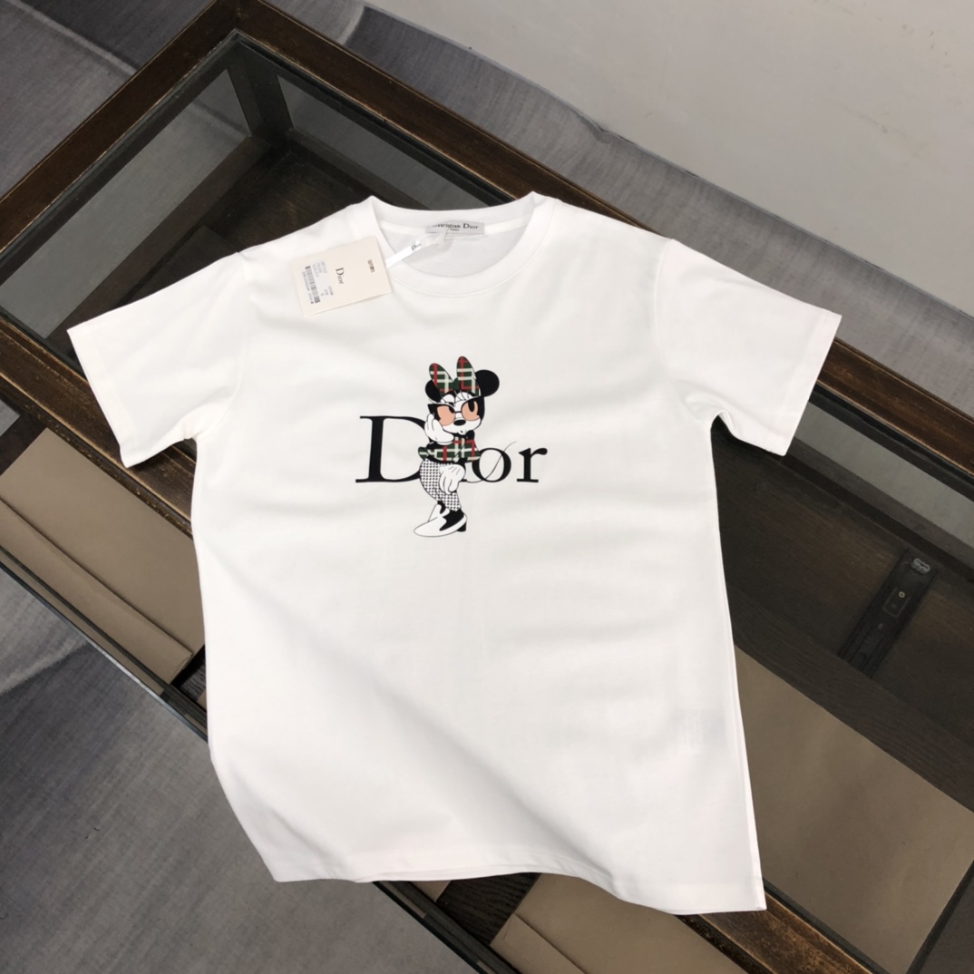 Dior Clothing T-Shirt Black White Men Cotton Summer Collection Fashion Short Sleeve