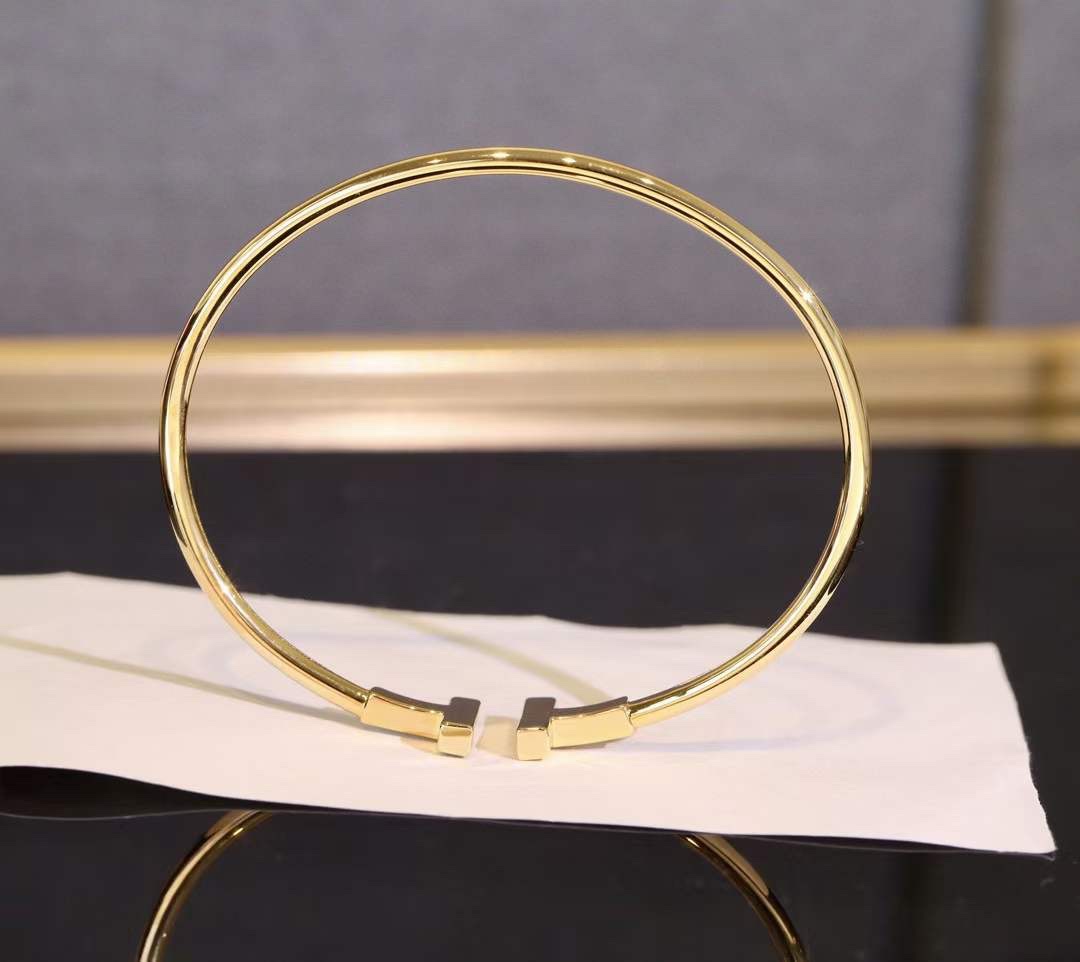 Tiffany & Co. Tiffany&Co.蒂芙尼白贝半钻双T手镯