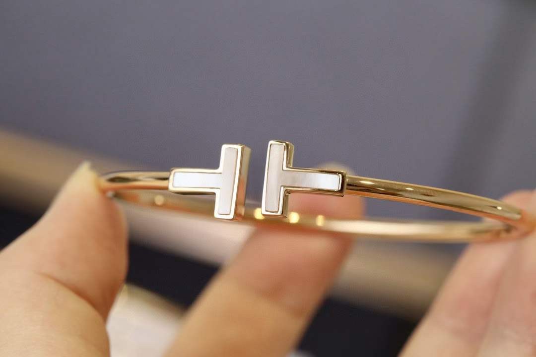 Tiffany & Co. Tiffany&Co.蒂芙尼白贝半钻双T手镯