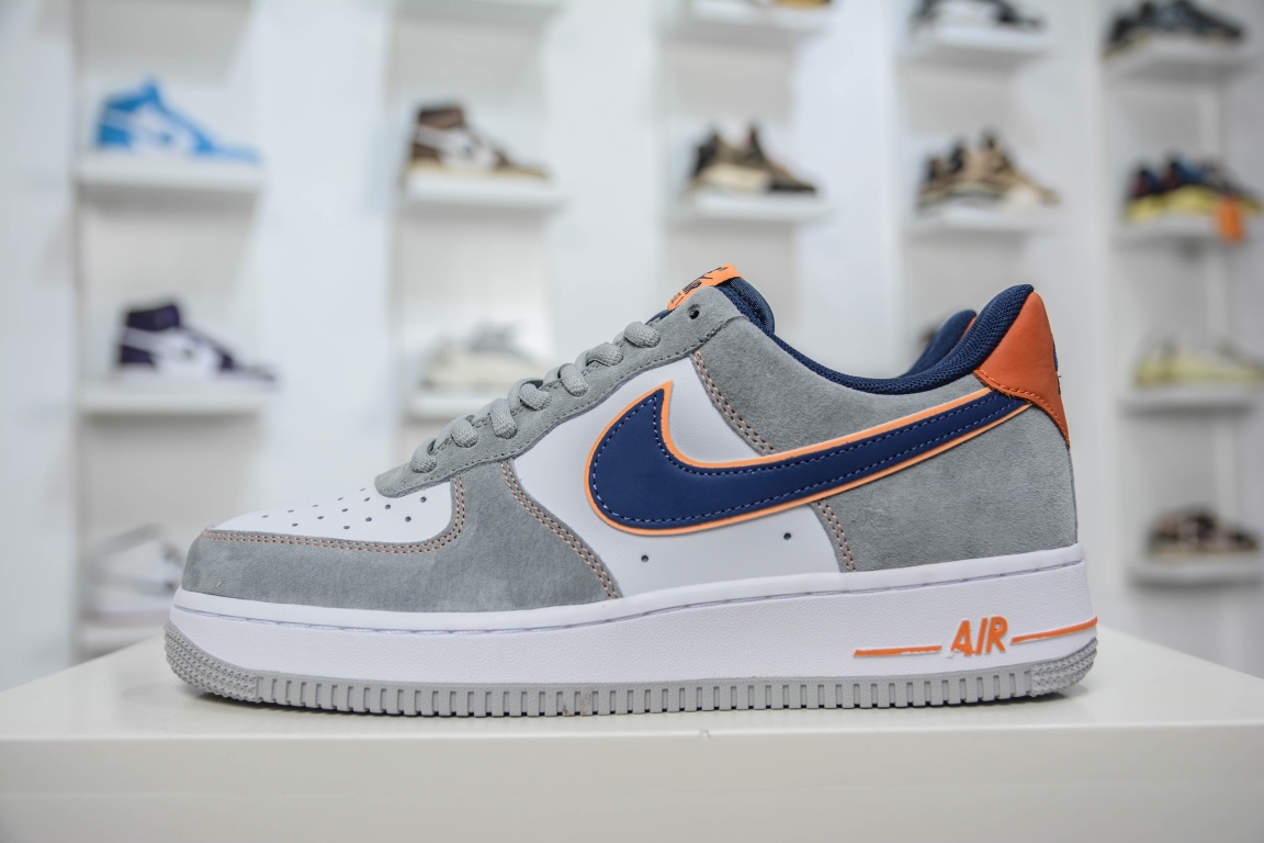 240 海外官方同步发售  Nike Air Force 1 '07 灰蓝橙麂皮CQ5059-103