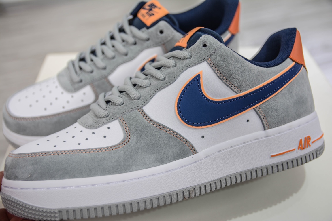 240 海外官方同步发售  Nike Air Force 1 '07 灰蓝橙麂皮CQ5059-103