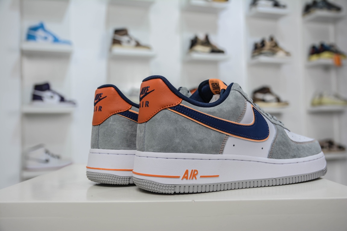 240 海外官方同步发售  Nike Air Force 1 '07 灰蓝橙麂皮CQ5059-103