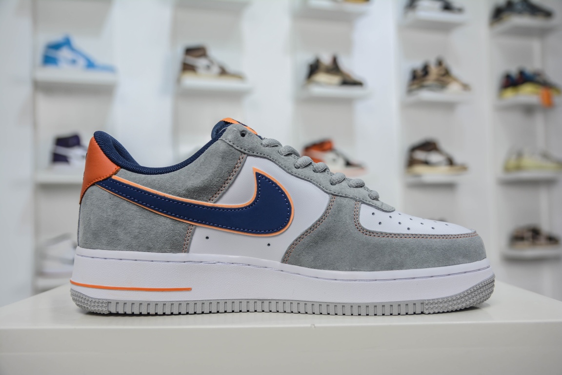 240 海外官方同步发售  Nike Air Force 1 '07 灰蓝橙麂皮CQ5059-103
