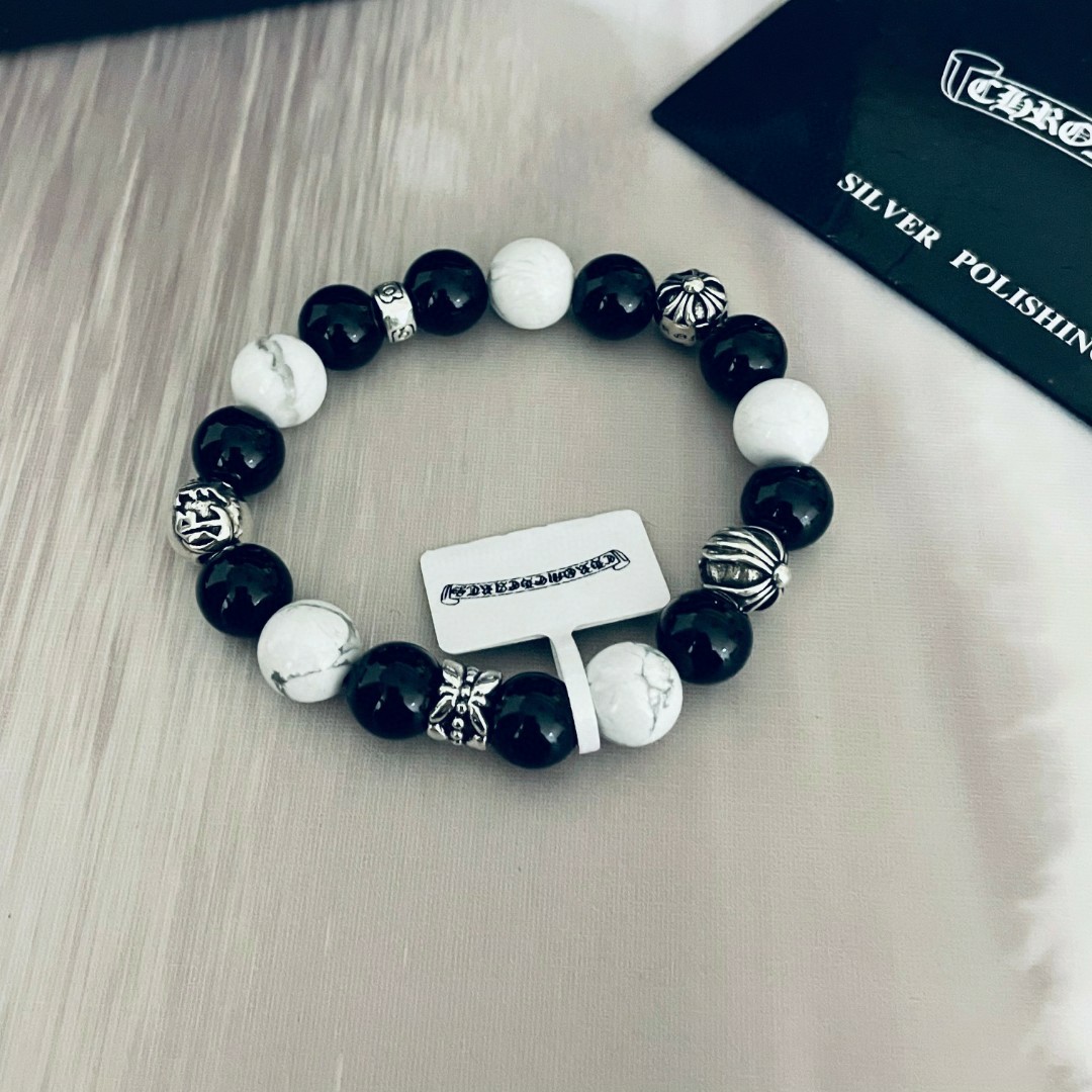 Chrome Hearts Jewelry Bracelet Black White Unisex Vintage