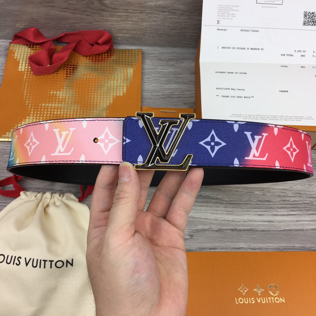 Louis Vuitton Belts Men Calfskin Canvas Cowhide