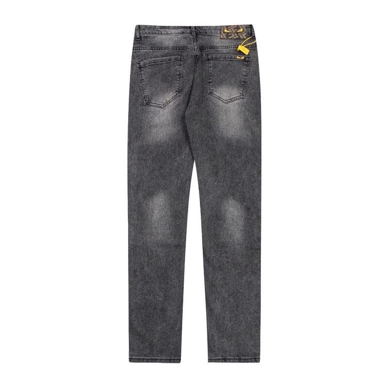 2022 Classic Two-Colour Jeans with Water-Washed Finish and Japanese Embroidery - 图片 2