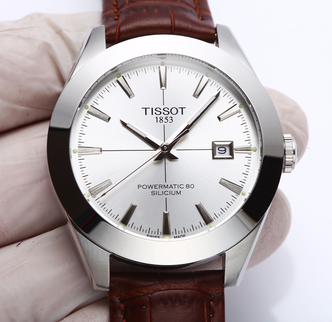 Tissot Gent XL Powermatic 80 Silicium Silver Dial Brown Leather Men's Watch 3 i1672631797 2175 1